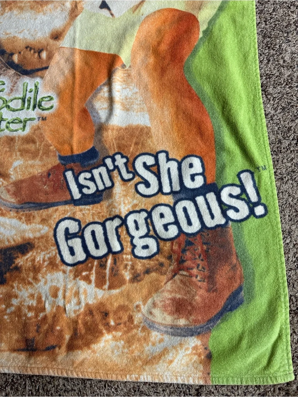 Vintage Crocodile Hunter Steve Irwin Isn’t She Gorgeous beach towel 100% cotton